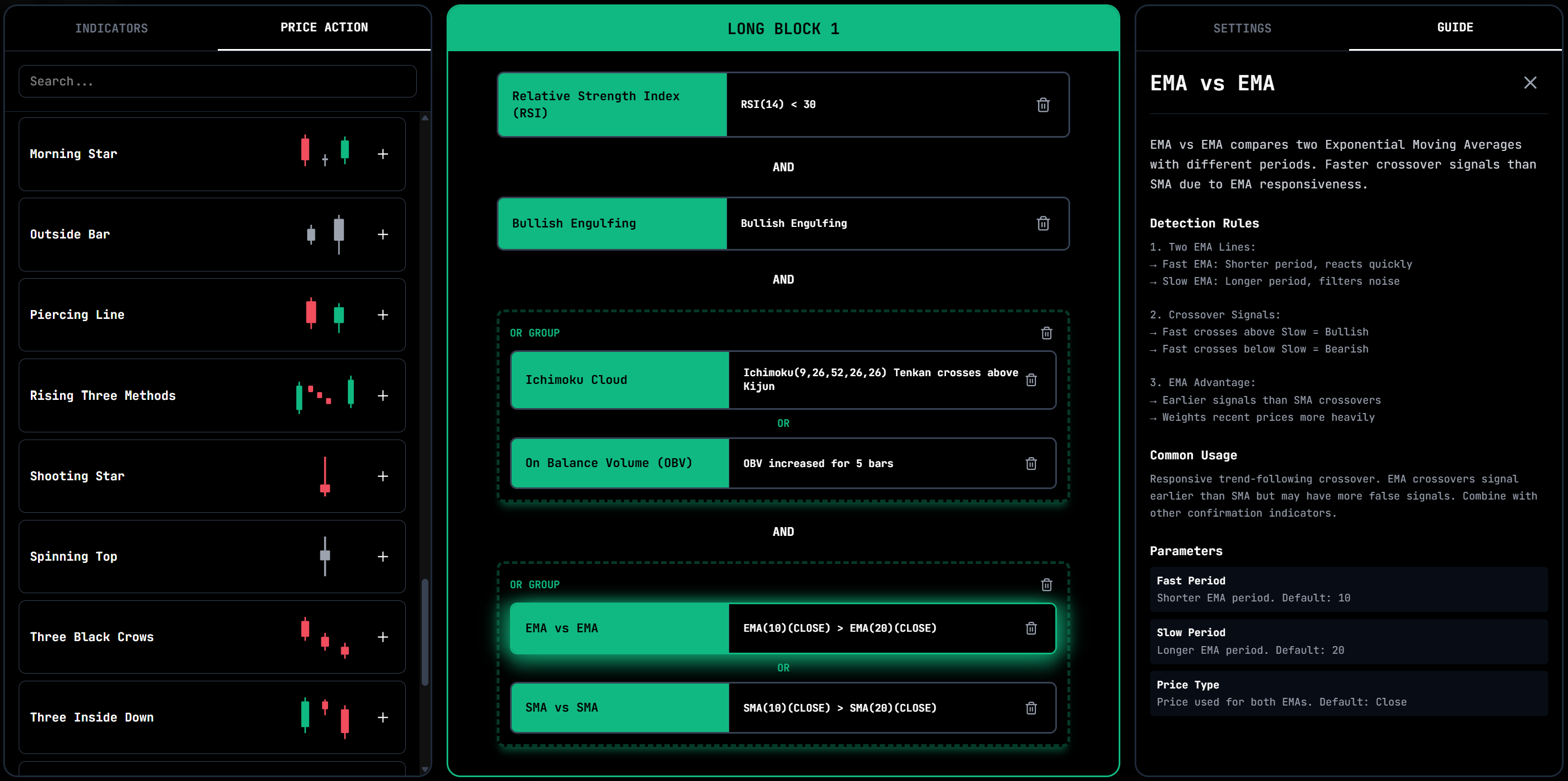 Quastra Strategy Builder Interface